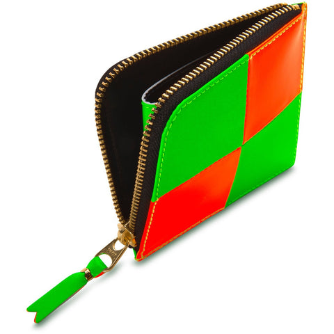 Comme des Garçons Fluo Squares Orange/Green 2-Zip Wallet