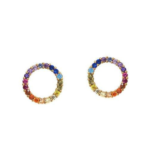 Rainbow Circle Stud Earrings