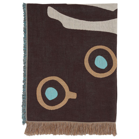 SALE: Marimekko Musta Tamma Brown / Beige / Blue Blanket